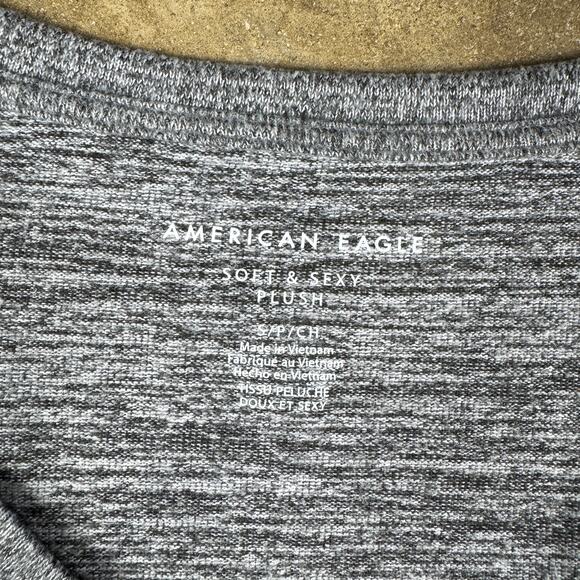 American Eagle Soft & Sexy Plush V‑neck Sweater‎ Gray Women’s Small - Picture 5 of 10